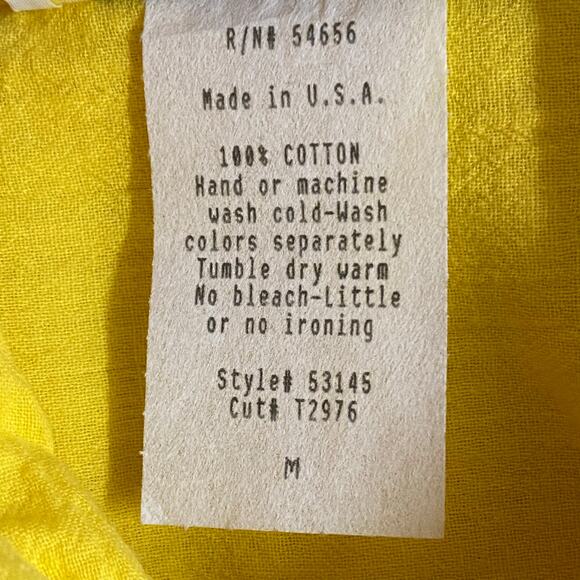 Vtg 80s 90s Two Potato Button Down Tie Back Short Sleeve Maxi Dress M Yellow NOS - Picture 16 of 16